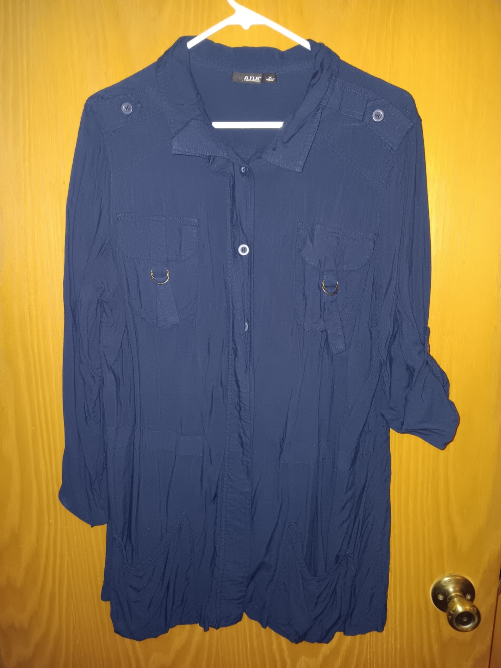 a.n.a Navy Casual Button-Up Shirt